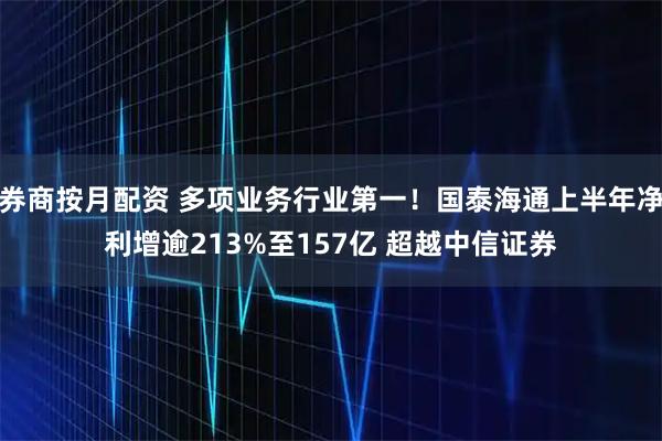 券商按月配资 多项业务行业第一!国泰海通上半年净利增逾213%至157亿 超越中信证券